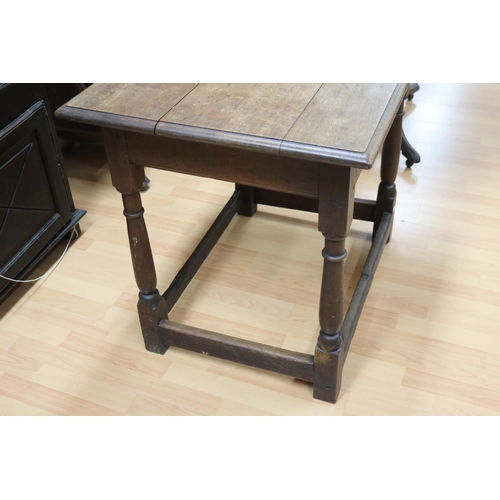 332 - Antique English oak constructed 18th century elements side or tavern table, approx 72cm H x 87cm W x... 