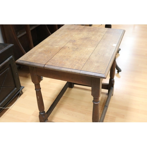 332 - Antique English oak constructed 18th century elements side or tavern table, approx 72cm H x 87cm W x... 