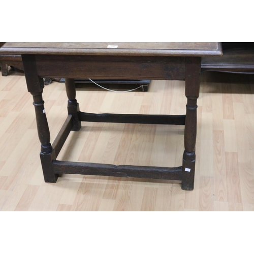 332 - Antique English oak constructed 18th century elements side or tavern table, approx 72cm H x 87cm W x... 