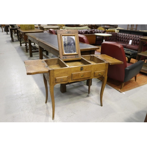 363 - Antique early French Oak dressing table, likely 18th century, approx 74cm H x 80cm W x 47cm D