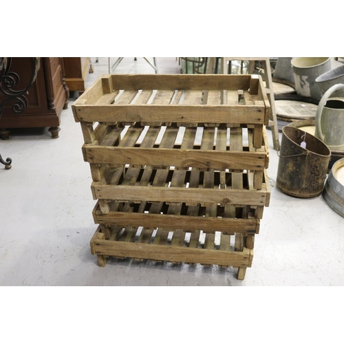 109 - Set of five French wooden drying / produce racks, each approx 15cm H x 62cm W x 34cm D (5)