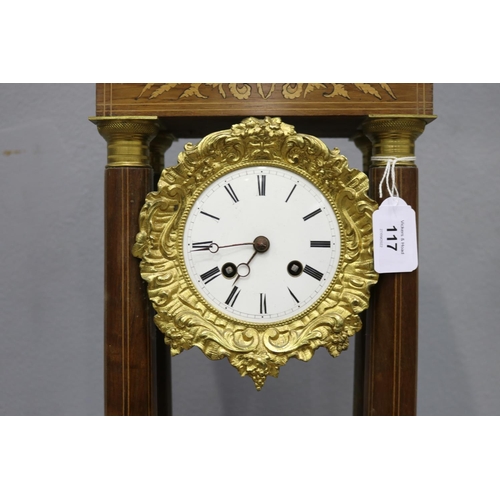 117 - Antique French Napoleon III portico mantle clock, circa 1850s-70s?, no key and no pendulum, unknown ... 