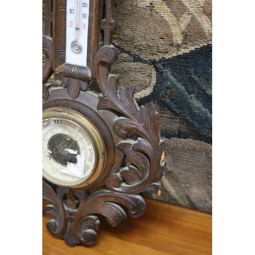 371 - French carved wood barometer, approx 56cm H