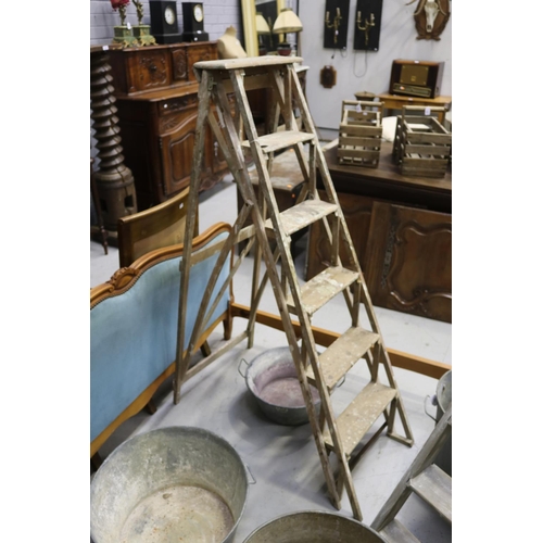 183 - Old wooden stepladder, approx 145cm H