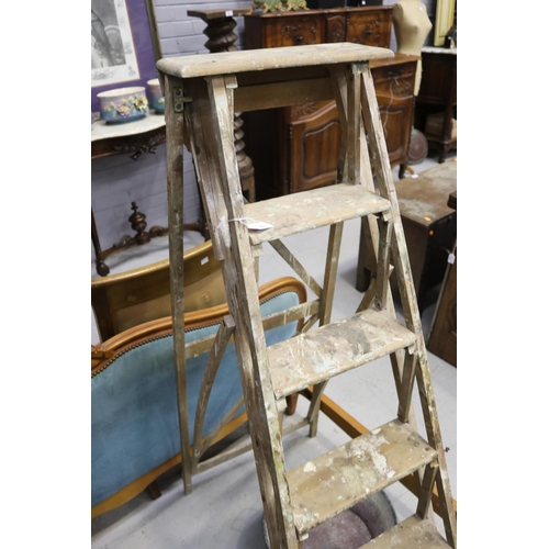 183 - Old wooden stepladder, approx 145cm H