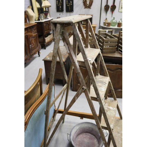 183 - Old wooden stepladder, approx 145cm H