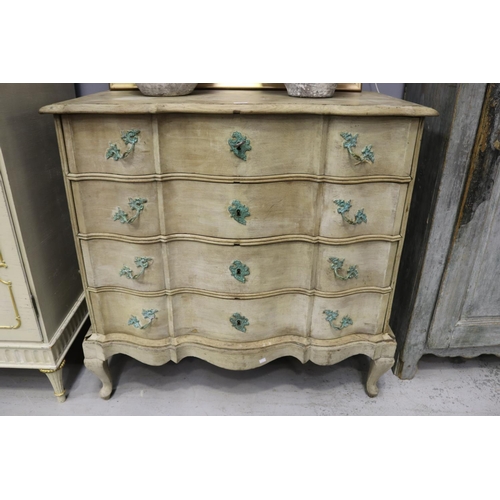 191 - 19th century French bleached commode on stand, with locking drawers, approx 115cm H x 116cm W x 60cm... 