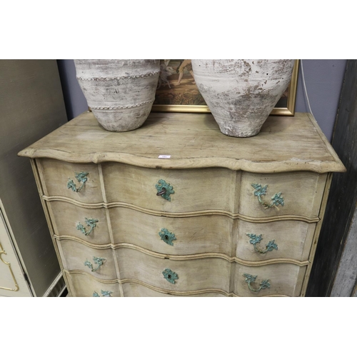 191 - 19th century French bleached commode on stand, with locking drawers, approx 115cm H x 116cm W x 60cm... 