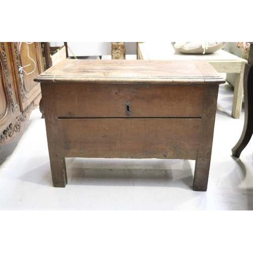 212 - Antique French oak trunk, approx 60cm H x 85cm W x 44cm D