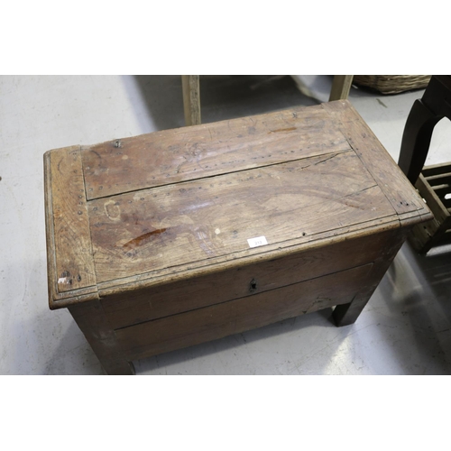 212 - Antique French oak trunk, approx 60cm H x 85cm W x 44cm D