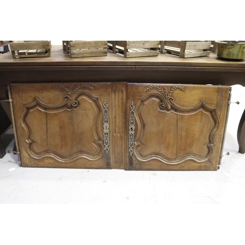 213 - Pair of antique French Louis XV style buffet doors, approx 62cm H x 69cm W and 62cm H x 79cm W (2)