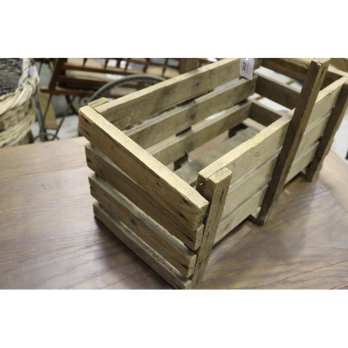 218 - Rectangular wooden basket, approx 35cm H including handle x 49cm W x 25cm D