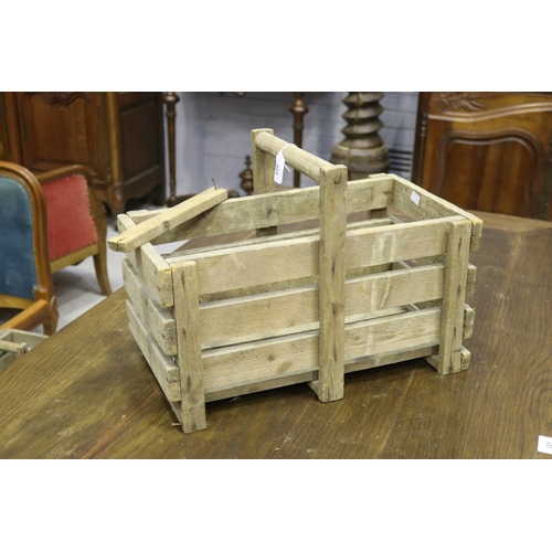 223 - Rectangular wooden basket, approx 35cm H including handle x 49cm W x 25cm D AF