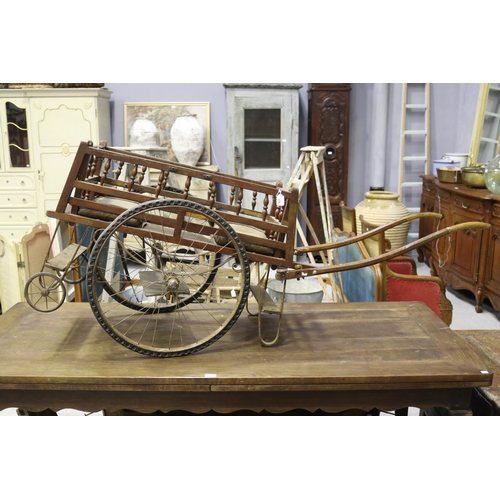 224 - Antique French childs goat cart, approx 79cm H x 155cm L x 57cm W