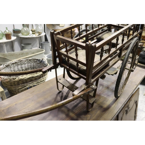 224 - Antique French childs goat cart, approx 79cm H x 155cm L x 57cm W