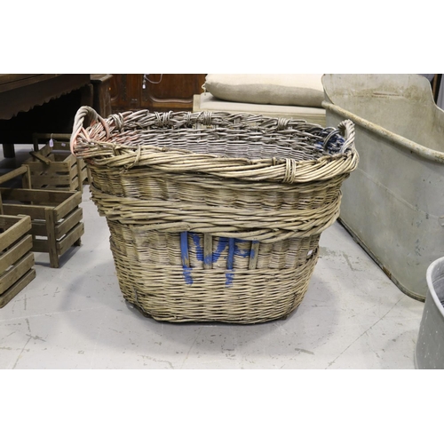 225 - Large woven basket, approx 62cm H ex handles x 88cm W x 70cm D