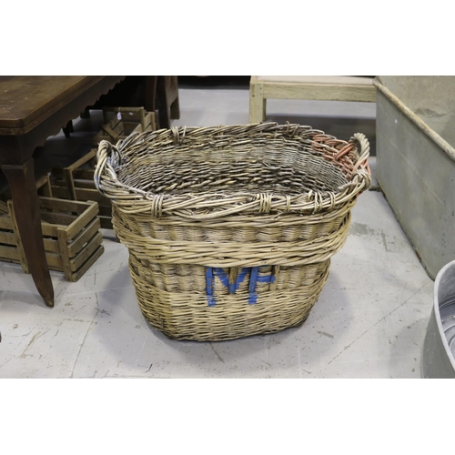 225 - Large woven basket, approx 62cm H ex handles x 88cm W x 70cm D