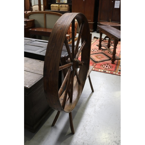 416 - Antique English large size spinning wheel, approx 146cm H x 165cm W