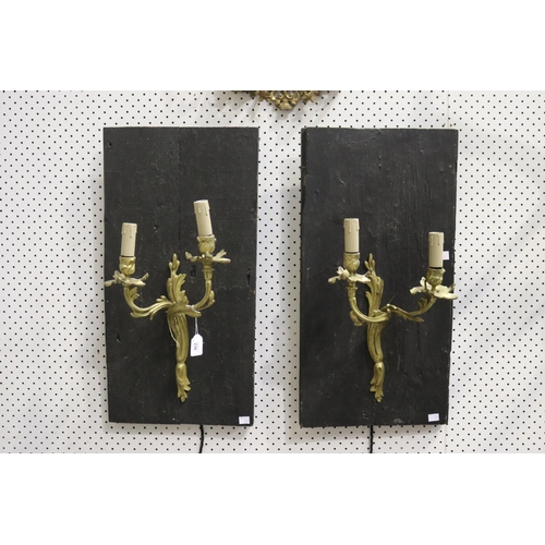 236 - Pair of French wall appliques mounted on a wooden backing, each approx 65cm H x 33cm W (2)