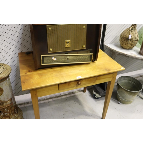 242 - French cherrywood single drawer country table, square tapering legs, approx 75cm H x 88cm W x 61cm D