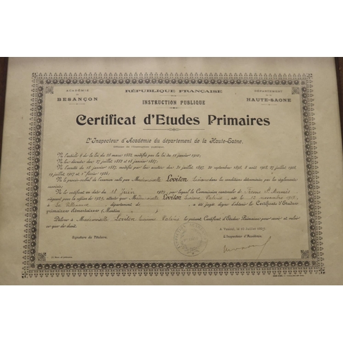 251 - Framed French certificate, approx 29cm x 39cm