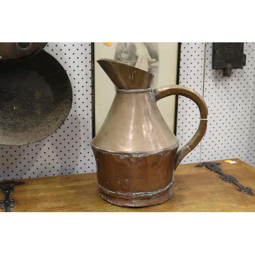 269 - French copper jug, approx 37cm H