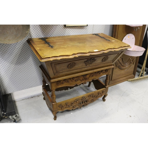 271 - French Kneading trough converted to drinks cabinet, approx 79cm H x 97cm W x 51cm D