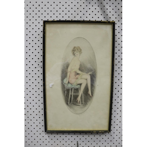 272 - Pair of antique French engravings of ladies, each approx 44cm x 26cm (2)