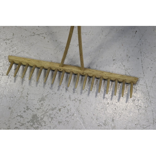 277 - French wooden rake, approx 172cm L