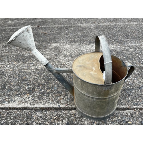 429 - French gal metal watering can with rose, approx 45cm H x 55cm W