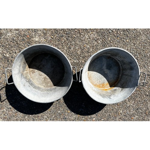 431 - Two French twin handled gal metal tubs, each approx 17cm H x 39cm Dia (2)