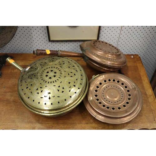 278 - Three bed warming pan tops, approx 31cm Dia and smaller (3)