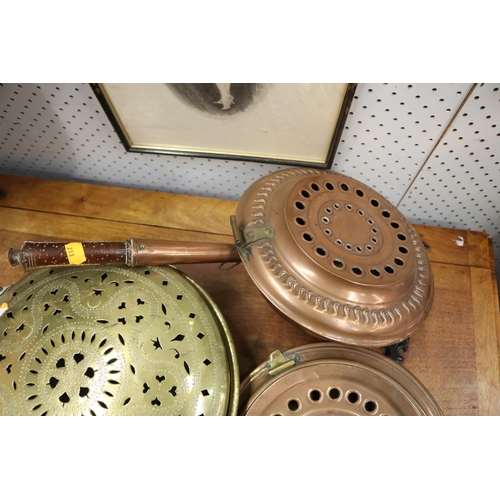 278 - Three bed warming pan tops, approx 31cm Dia and smaller (3)