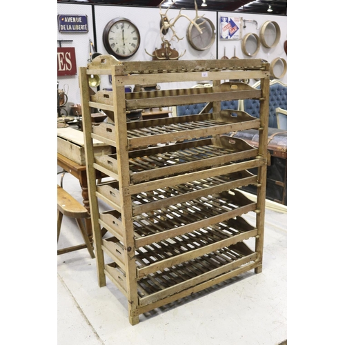 301 - Vintage French wooden drying / produce rack with pull out trays, approx 147cm H x 101cm W x 51cm D