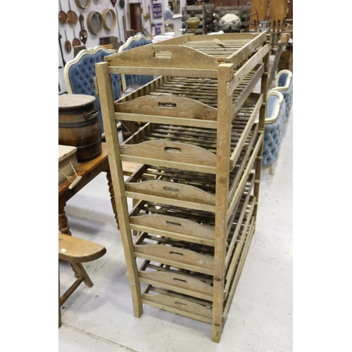 301 - Vintage French wooden drying / produce rack with pull out trays, approx 147cm H x 101cm W x 51cm D