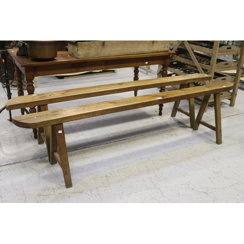 310 - Pair of antique French benches, each approx 50cm H x 200cm W (2)