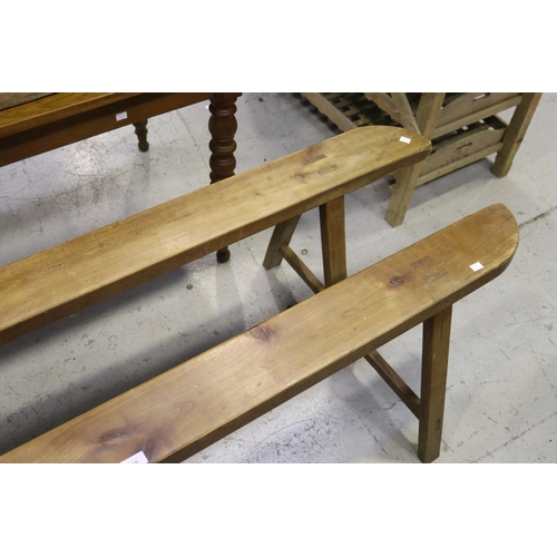 310 - Pair of antique French benches, each approx 50cm H x 200cm W (2)