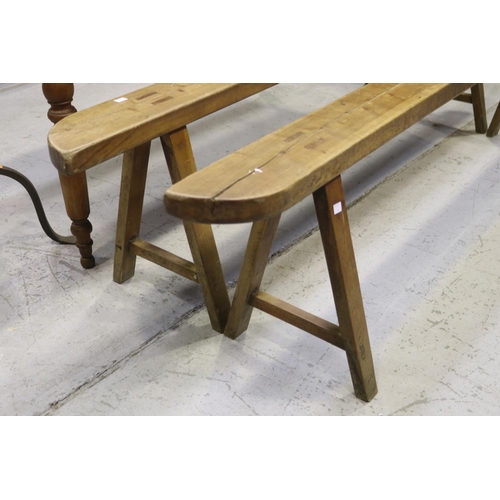 310 - Pair of antique French benches, each approx 50cm H x 200cm W (2)