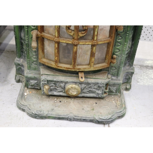 314 - Antique Gallia enamelled iron heater / stove, approx 64cm H x 56cm W