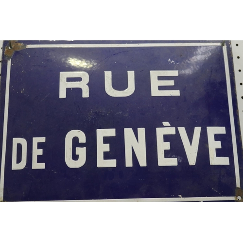 316 - French enamel sign - Rue de Geneve, approx 30cm x 40cm