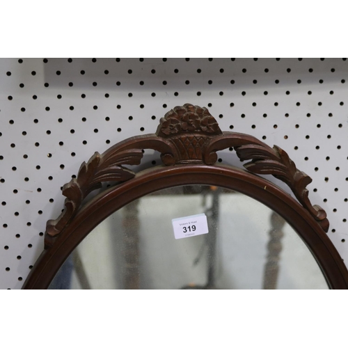 319 - Vintage French oval mirror, approx 75cm H x 46cm W