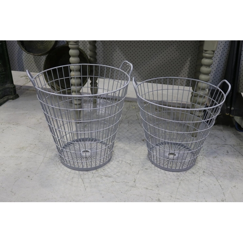 325 - Two modern metal baskets, approx 43cm H x 43cm Dia (ex handles) and smaller (2)