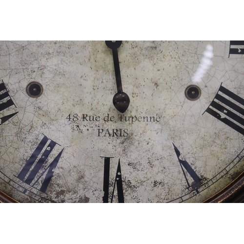 326 - Large decorative circular clock, marked 'Louis Leniel Horloger, 48 Ru de Tupenne, Paris', no key and... 