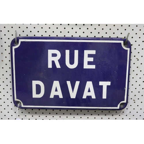 327 - French enamel sign - Rue Davat, approx 25cm x 40cm