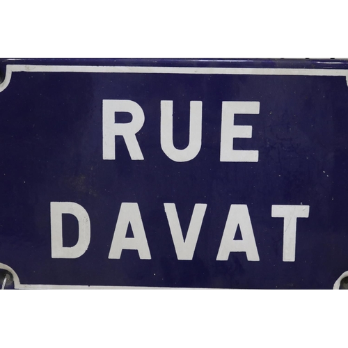 327 - French enamel sign - Rue Davat, approx 25cm x 40cm