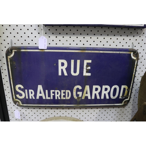 328 - French enamel sign - Rue Sir Alfred Garrod, approx 25cm x 50cm