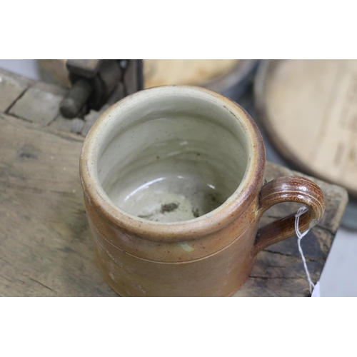 349 - French stoneware confit pot, approx 12cm H