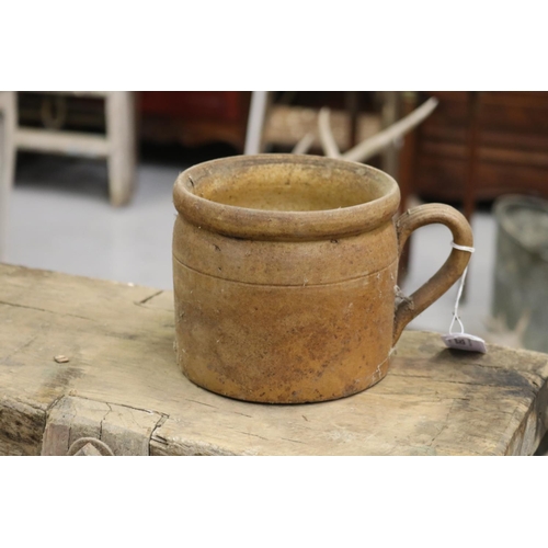 350 - French stoneware confit pot, approx 13cm H