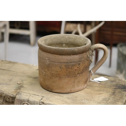 351 - French stoneware confit pot, approx 12cm H