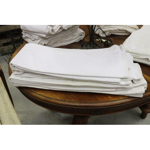358 - Five French antique linen sheets, please be aware that we are not measuring these items (5)